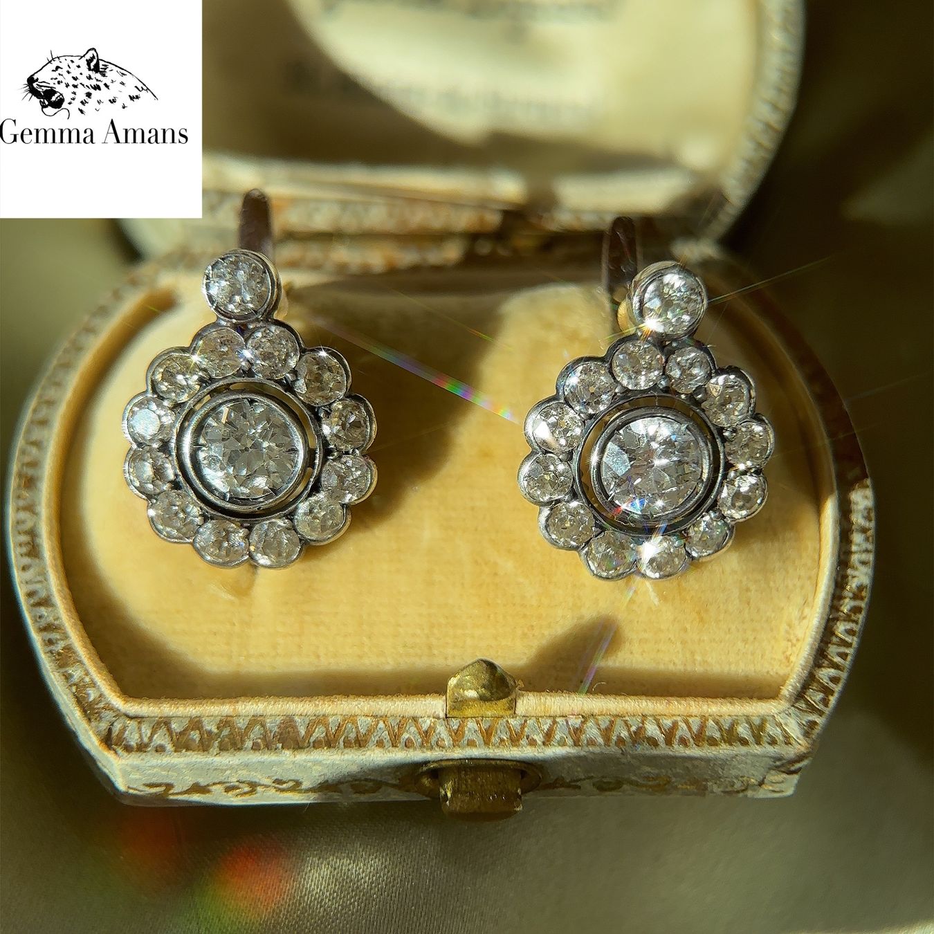 Orecchini pendenti & Orecchini a lobo: Antik Viktorianische 4,8ct Diamant-Cluster-Ohrringe – Usato da Embrach venduto da estzeh1 5
