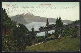 Rigi, Bergbahn auf der Schnurtobelbrück
