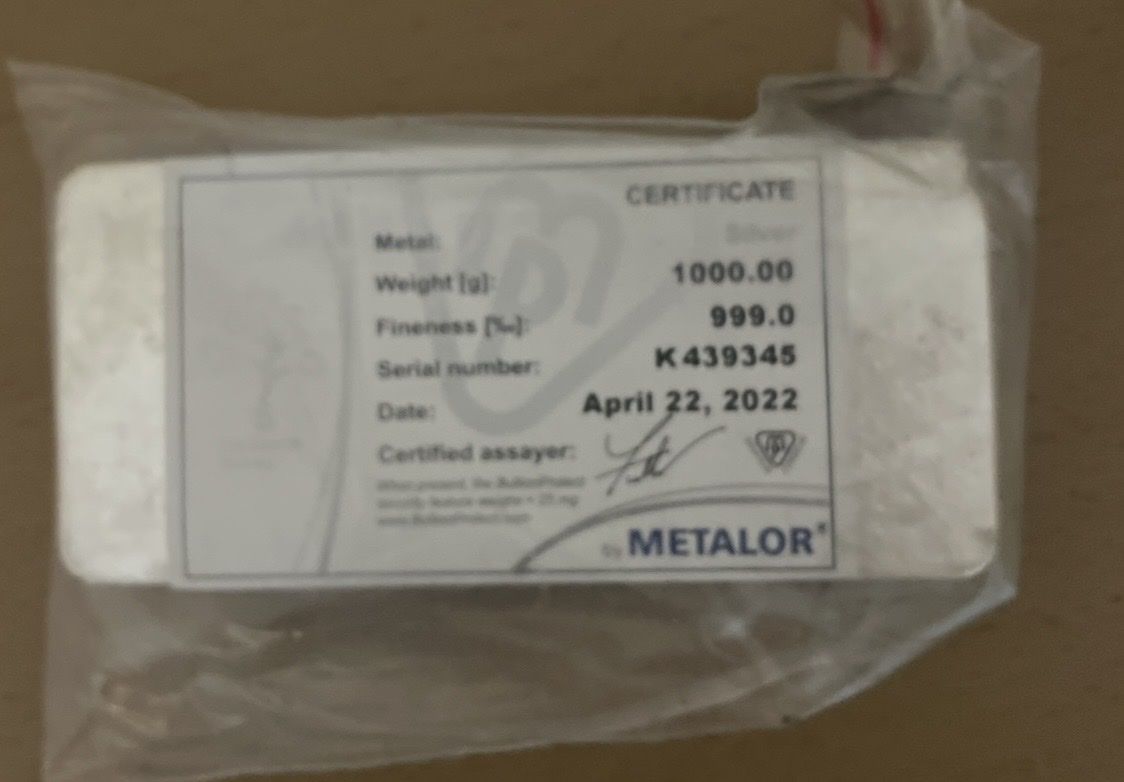 Edelmetalle: 1 Kilo Silberbarren Metalor – Neu und originalverpackt aus Riken AG von kusi0010 1