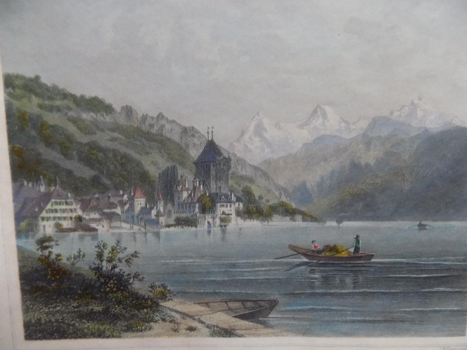 Incisioni: Oberhofen Thunersee koloriert – Usato da Risch venduto da Antikfee 2