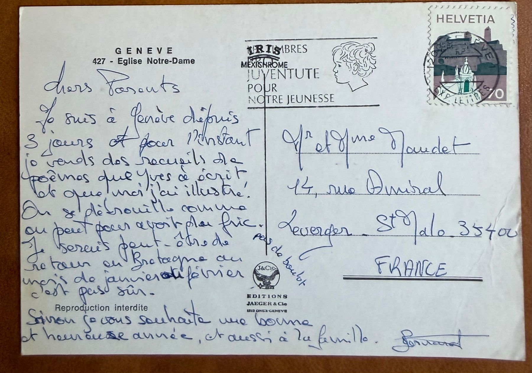 Ansichtskarten: Genève - Eglise Notre - Dame – Gebraucht aus Lutry von Ediego 1