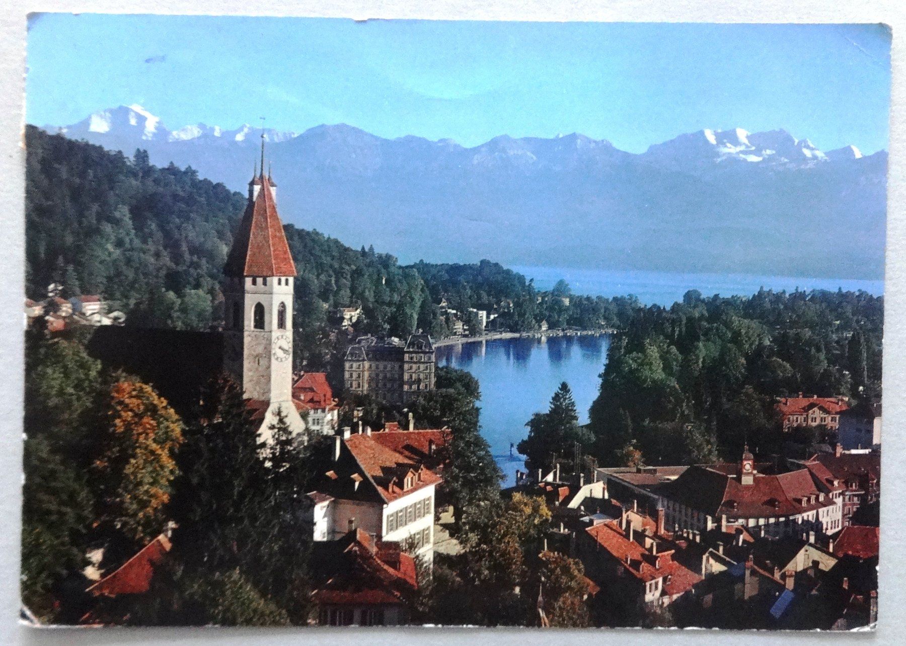 Ansichtskarten: Thun - Schlosskirche und Thunersee – Defekt aus Fétigny von Billy2miny