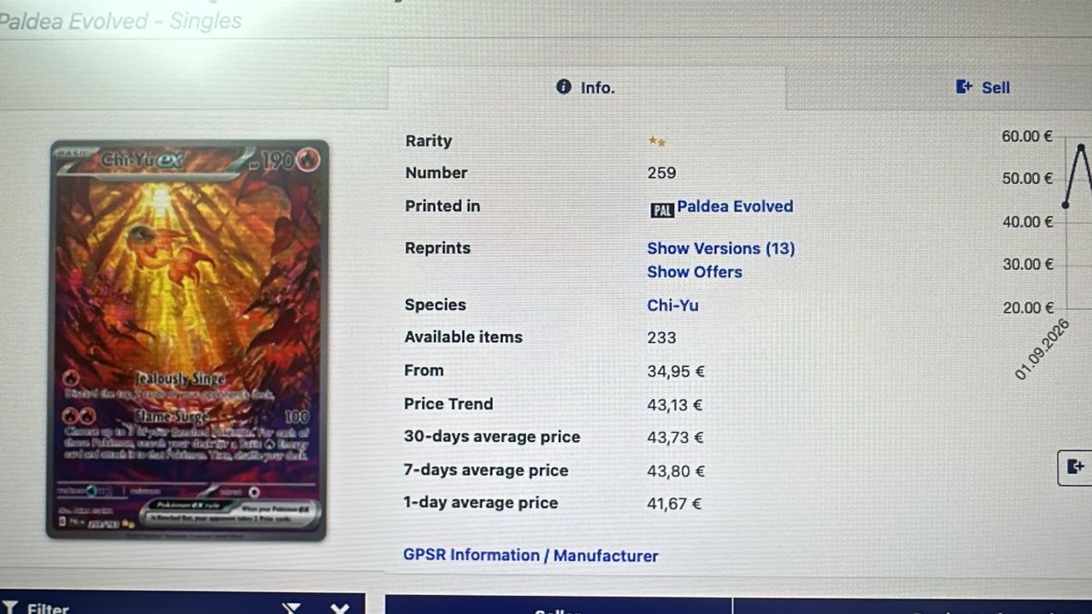 Pokémon Cartes à collectionner: Chi-Yu EX 259/193 EN gratisversand – D'occasion à Gutenswil par cm123 2