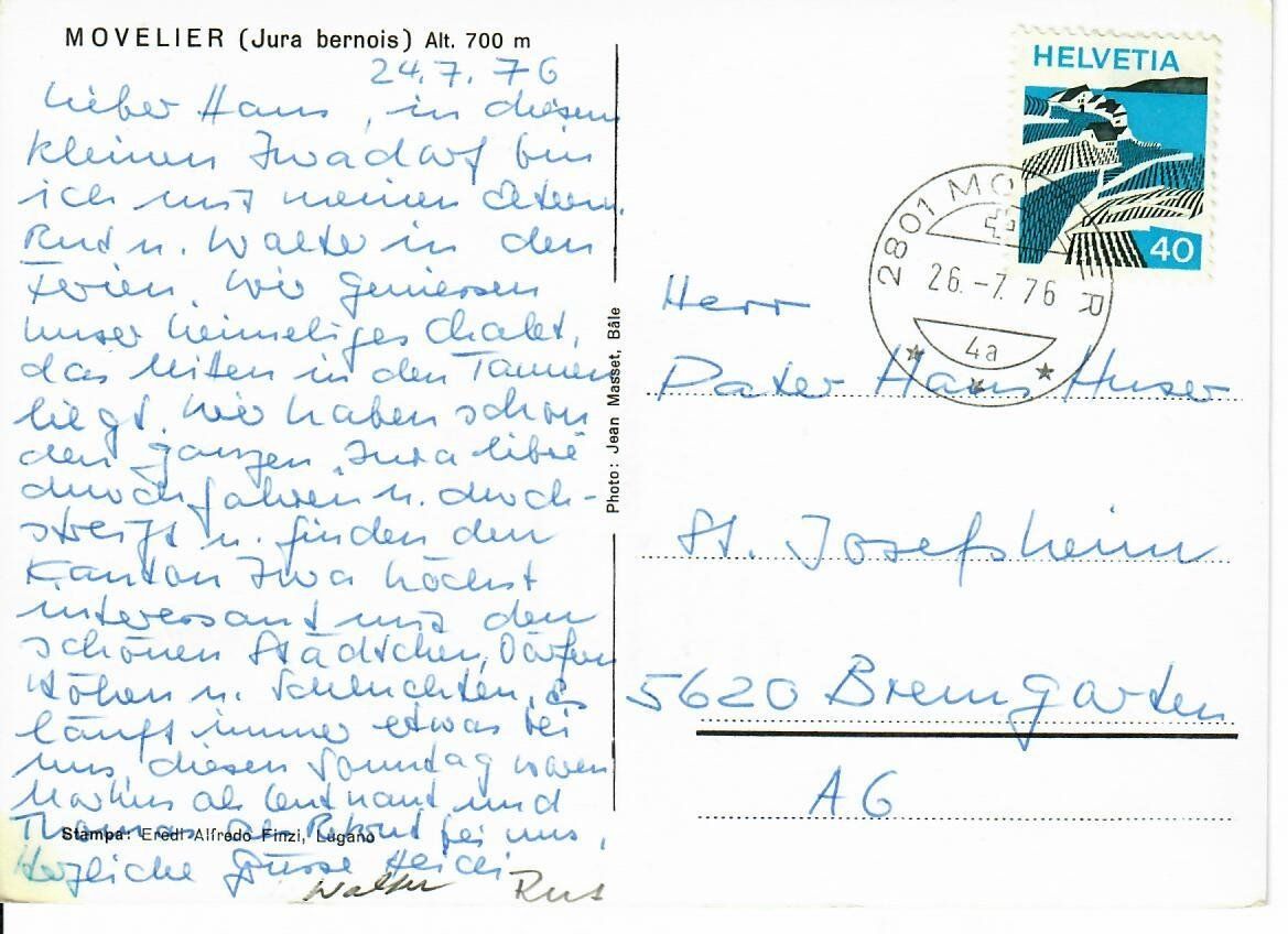 Cartoline postali: Movelier JU – Usato da Hochdorf venduto da Ziegel-16 1