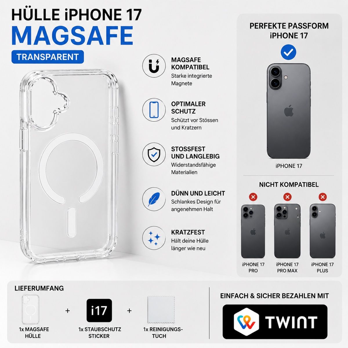 Covers & Schutzfolien: iPhone 17 MagSafe Hülle – transparent & neu – Neu (gemäss Beschreibung) aus Paudex von Deals-suisse 1