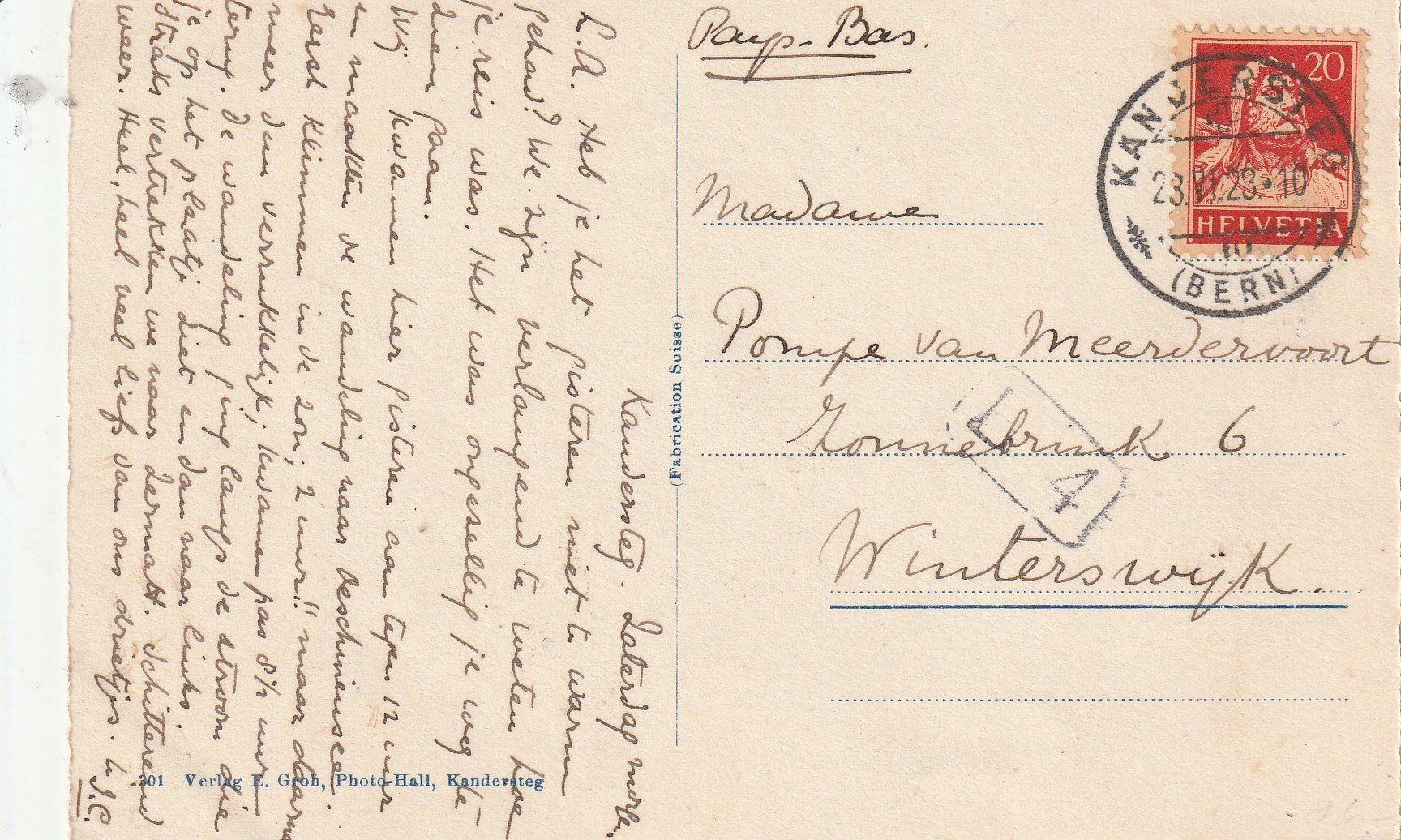 Cartoline postali: Kandersteg - Karte gelaufen 1923 – Usato da uttwil venduto da Koehlerfred 1