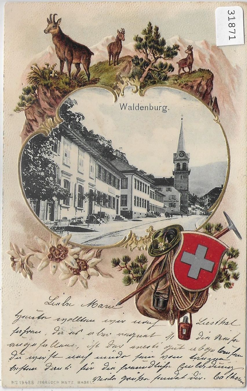 Cartoline postali: Waldenburg - Stadtpartie - Präge-Litho – Usato da Ettingen venduto da Kartenplanet