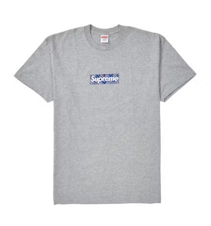 Supreme T-shirt: Supreme Bandana Box Logo Tee Heather Grey – Nuovo e nell'imballaggio originale da Küsnacht ZH venduto da SamSneakerSale