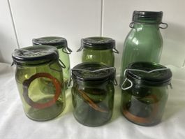 6 Einmachgläser  grün verschiedene Grössen mit Bügelverschlu