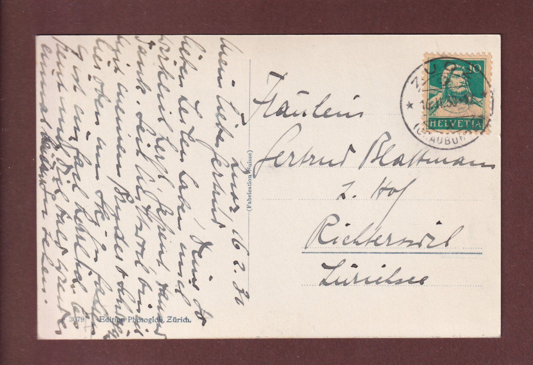 Ansichtskarten: ZUOZ - 1930 – Gebraucht aus Pully von nicecards-shop 1