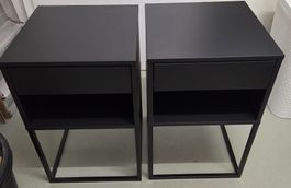 IKEA VIKHAMMER Nachtische schwarz Metallrahmen