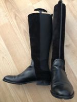 Schwarze Leder-Wildleder Stiefel Gr. 37