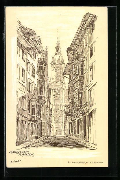 Ansichtskarten: Litho St. Gallen, Blick in die Marktgass – Gebraucht aus Berlin von bartko-reher