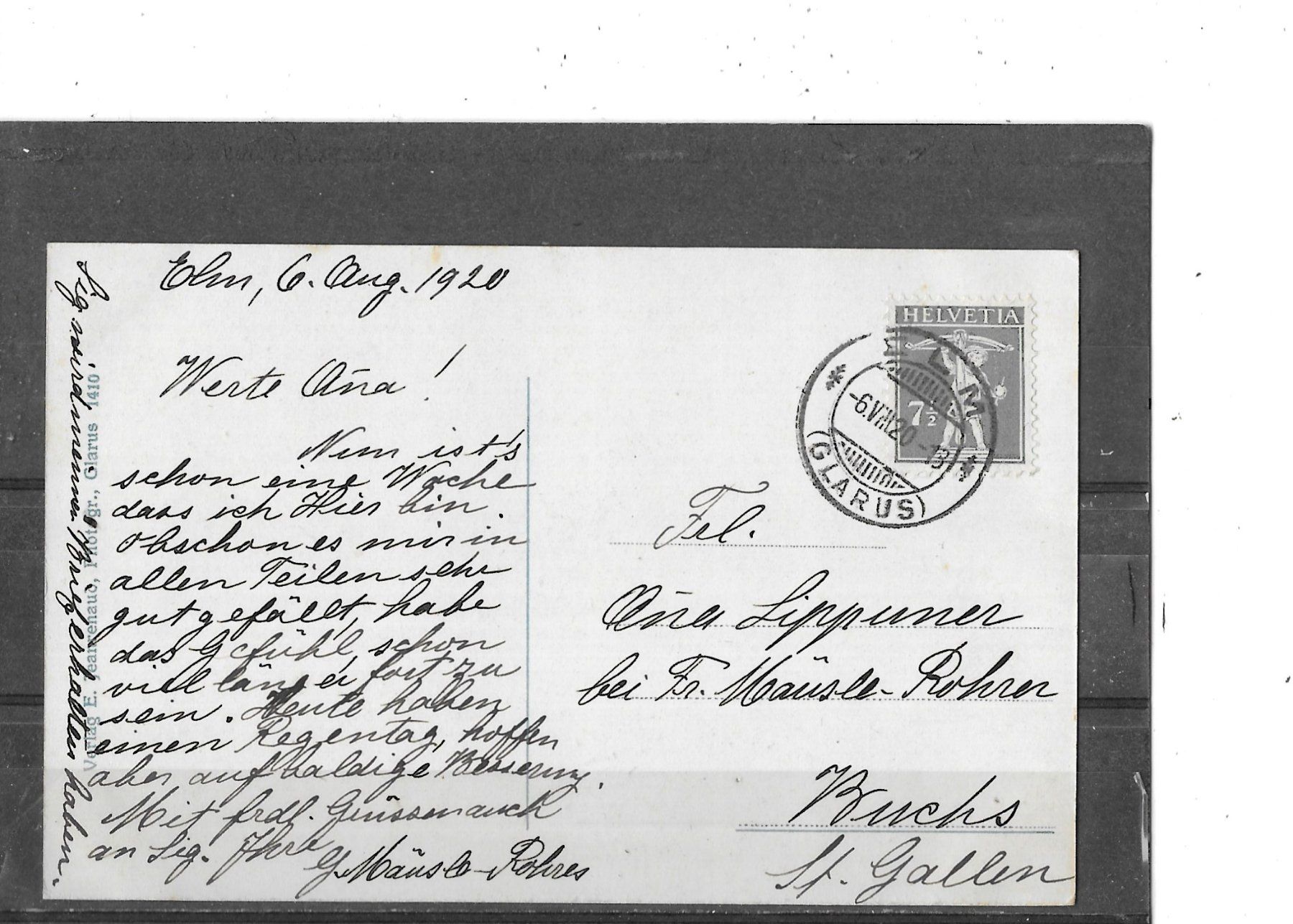 Cartoline postali: GL Elm 1920 – Usato da Schocherswil venduto da Wilare 1