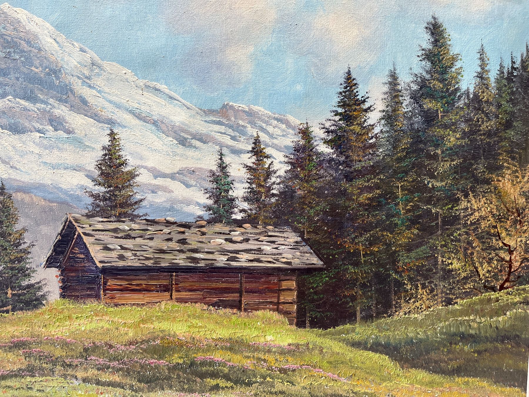 Dipinti: Gemälde / Alpenlandschaft von E. BAUMANN       (ID L158) – Usato da Gelterfingen venduto da art-and-more 4