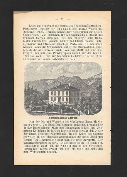 Holzschnitte: Zuchwil Musterschulhaus Holzschnitt um 1900 – Gebraucht aus Olten von clotaldi