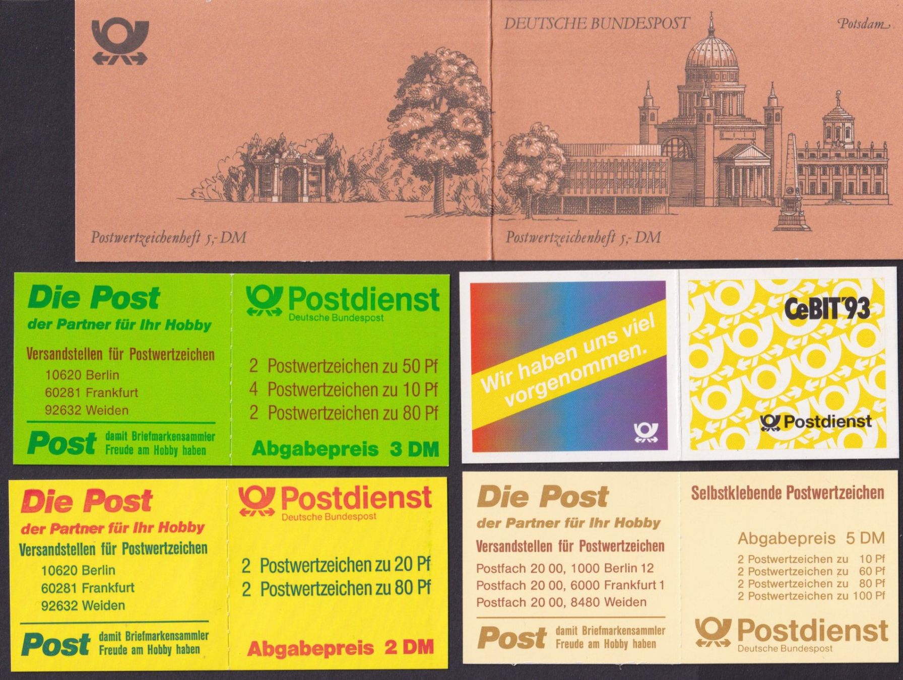 Alle Briefmarken: BRD 1989-2000, 5 MH "Sehenswürdigkeiten", kompl. postfrisch – Neu (gemäss Beschreibung) aus Meyriez von Fuewa 1