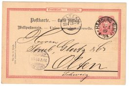 Alte Postkarte von Harburg (Hamburg) nach Olten, 27.05.1889