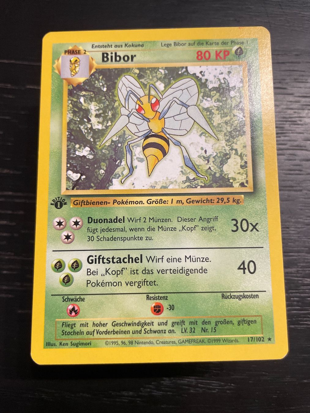 Pokémon Sammelbilder & Trading cards: Pokemon Bibor 17/102 rar base set 1. edition – Gebraucht aus Hugelshofen von Suimosa