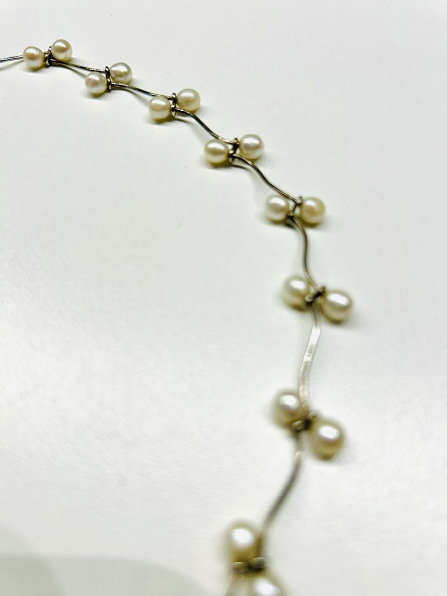 Catenine: Silberhalskette mit Perlen, elegant & zeitlos! – Usato da Gunten venduto da starfish3 4