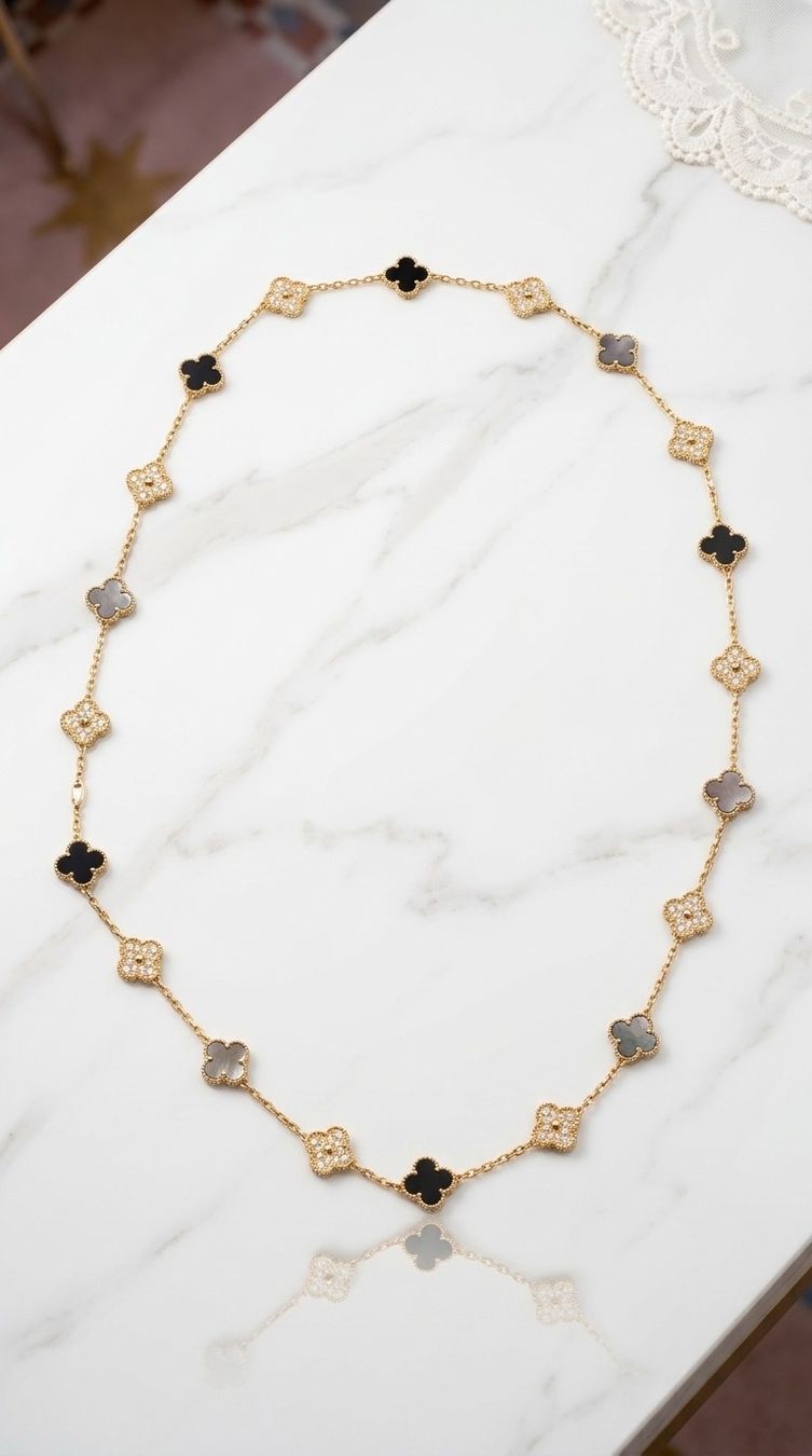 Ketten: Collier Alhambra doré diamants nacre – Neu und originalverpackt aus St-Maurice von Sandrinette123 2
