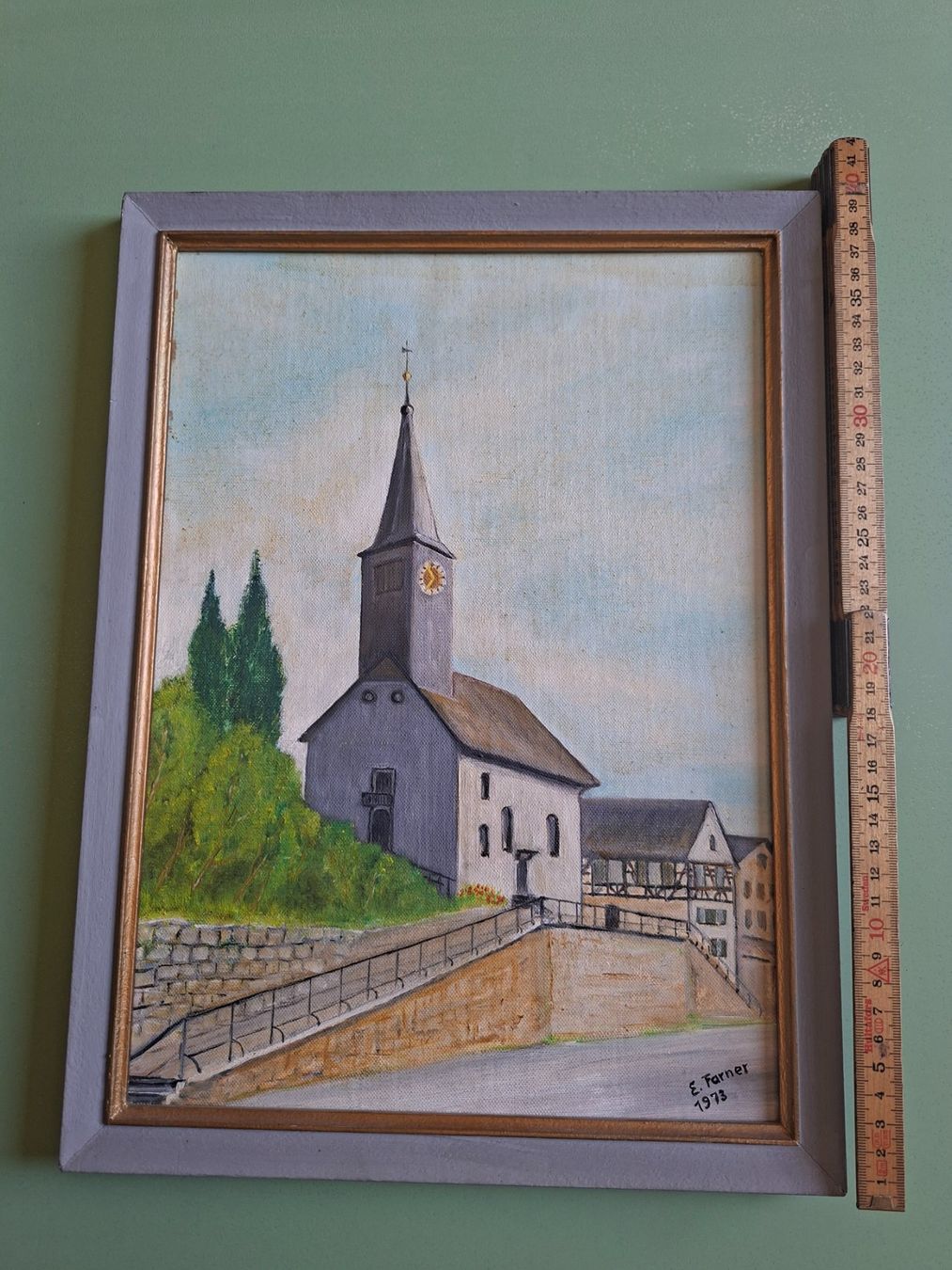Gemälde: Gemälde Kirche E. Farner 1973 gerahmt  Dörflingen – Gebraucht aus Schaffhausen von meteor7 3