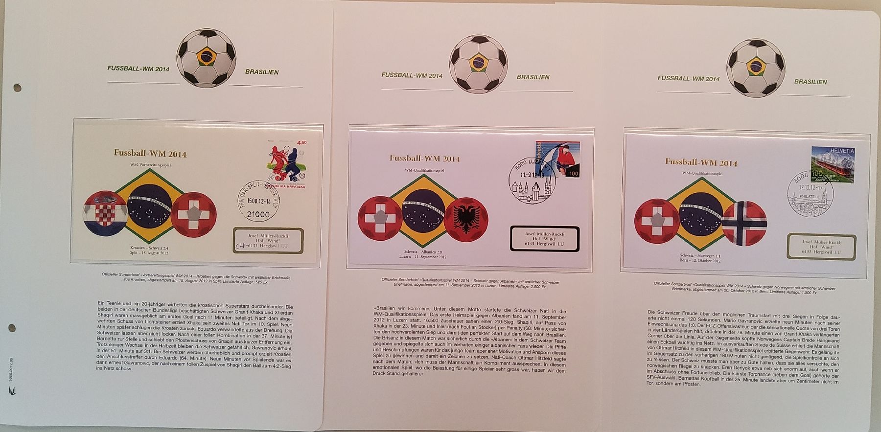 Tutti i francobolli: Fussball WM 2014 - Los 1 - 21 Briefe – Usato da Buchrain venduto da mue_kru 3