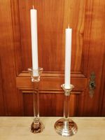 Kerzenständer versilbert und Glas 2 Stück mit Kerzen