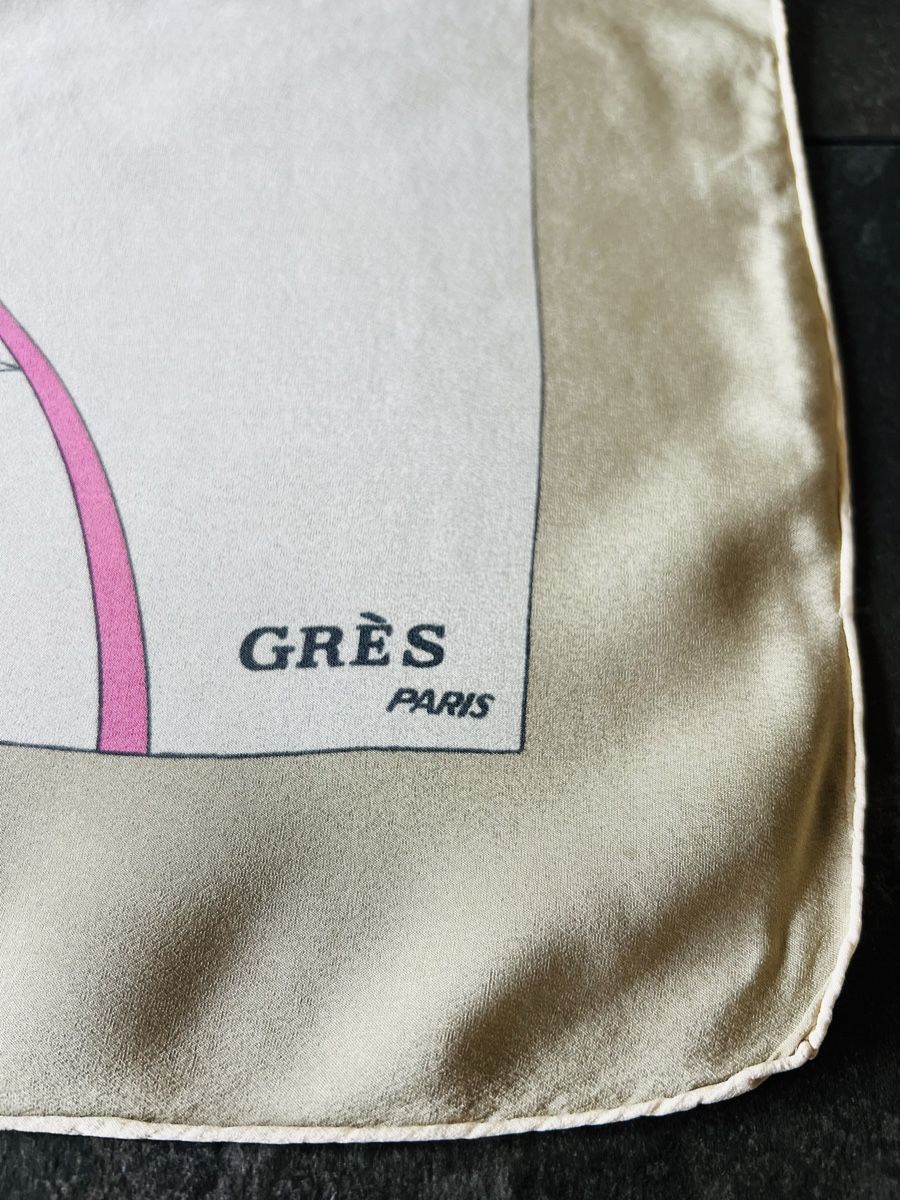 Foulards, Tücher & Schals: Foulard soie vintage Grès Paris rose beige optique – Neu (gemäss Beschreibung) aus Nyon von stylevintage79 2