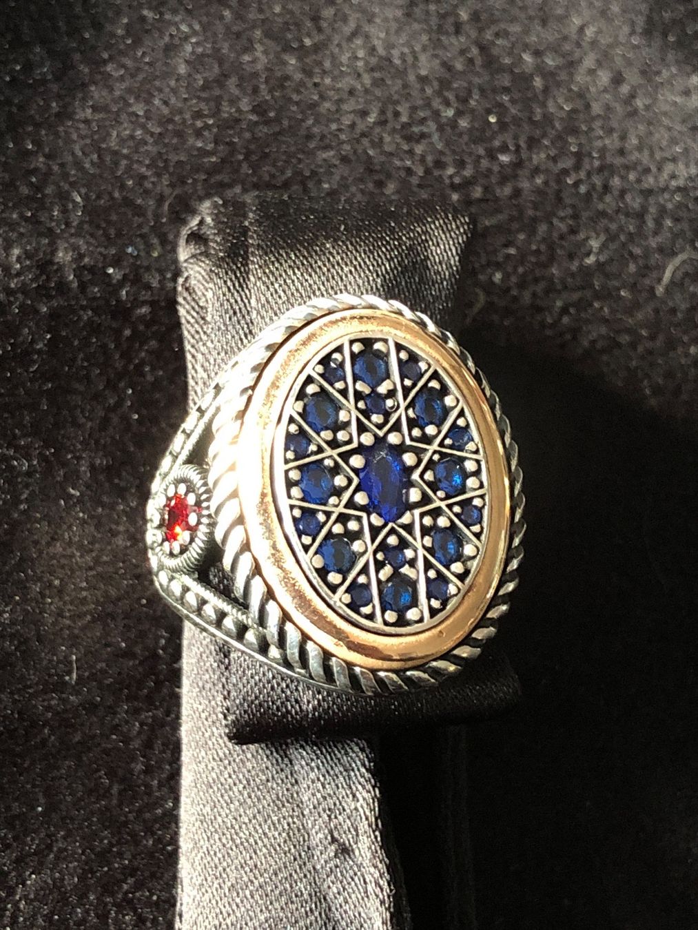Anelli: Sterling Silber 925 Ring mit Rote blaue Steine 61Gr – Nuovo e nell'imballaggio originale da Läufelfingen venduto da Original100