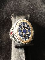 Sterling Silber 925 Ring mit Rote blaue Steine 61Gr