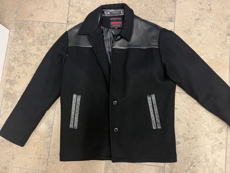 Herren Jacke Saxoo London schwarz Leder Wolle Grösse L