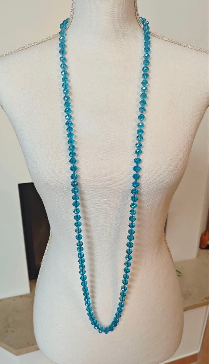 Catenine: SCHÖNE GLASKRISTALLKETTE 63 cm. LANG, FACETTIERT – Nuovo (secondo la descrizione) da Weiningen ZH venduto da actera