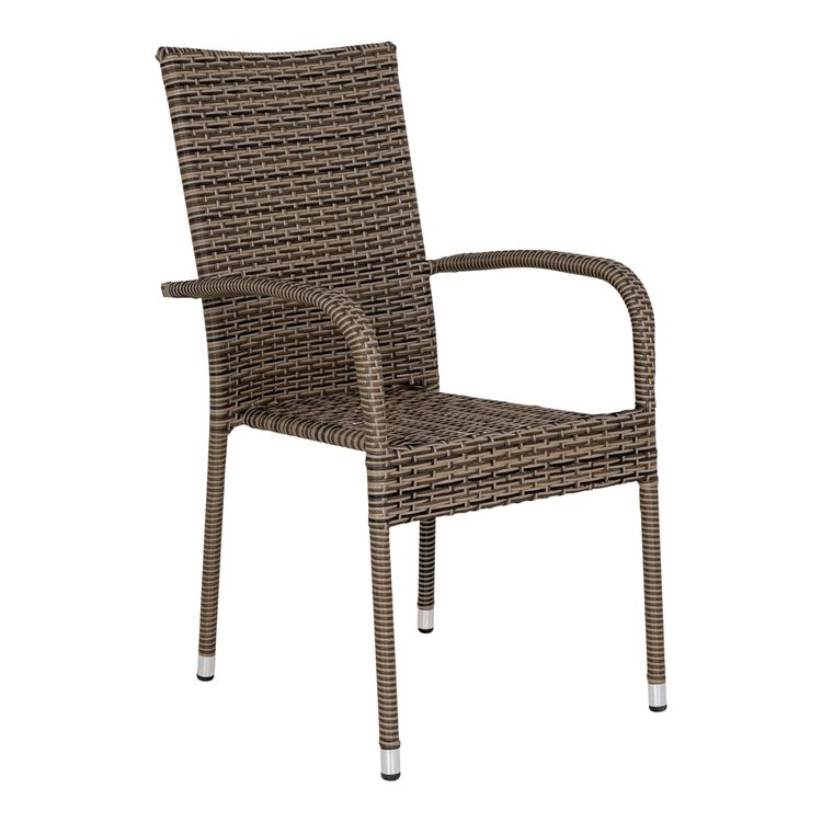 Gartenstuhl Polyrattan Armlehne braun wetterfest modern D... Kaufen
