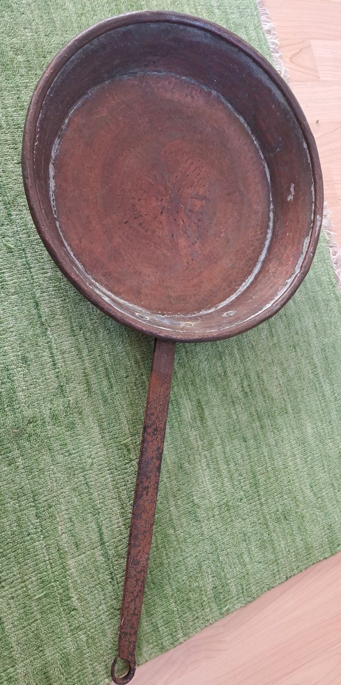 Pfannen: Antike Kupferpfanne, Durchmesser 36cm, rustikal, Vintage – Neu (gemäss Beschreibung) aus Rapperswil SG von wal06 1