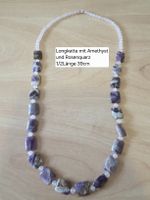 Longkette mit Amethyst und Rosenquarz ca 78cm Neu