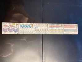 Großbritannien 1977 5er-Streifen Weihnacht Vögel gestempelt