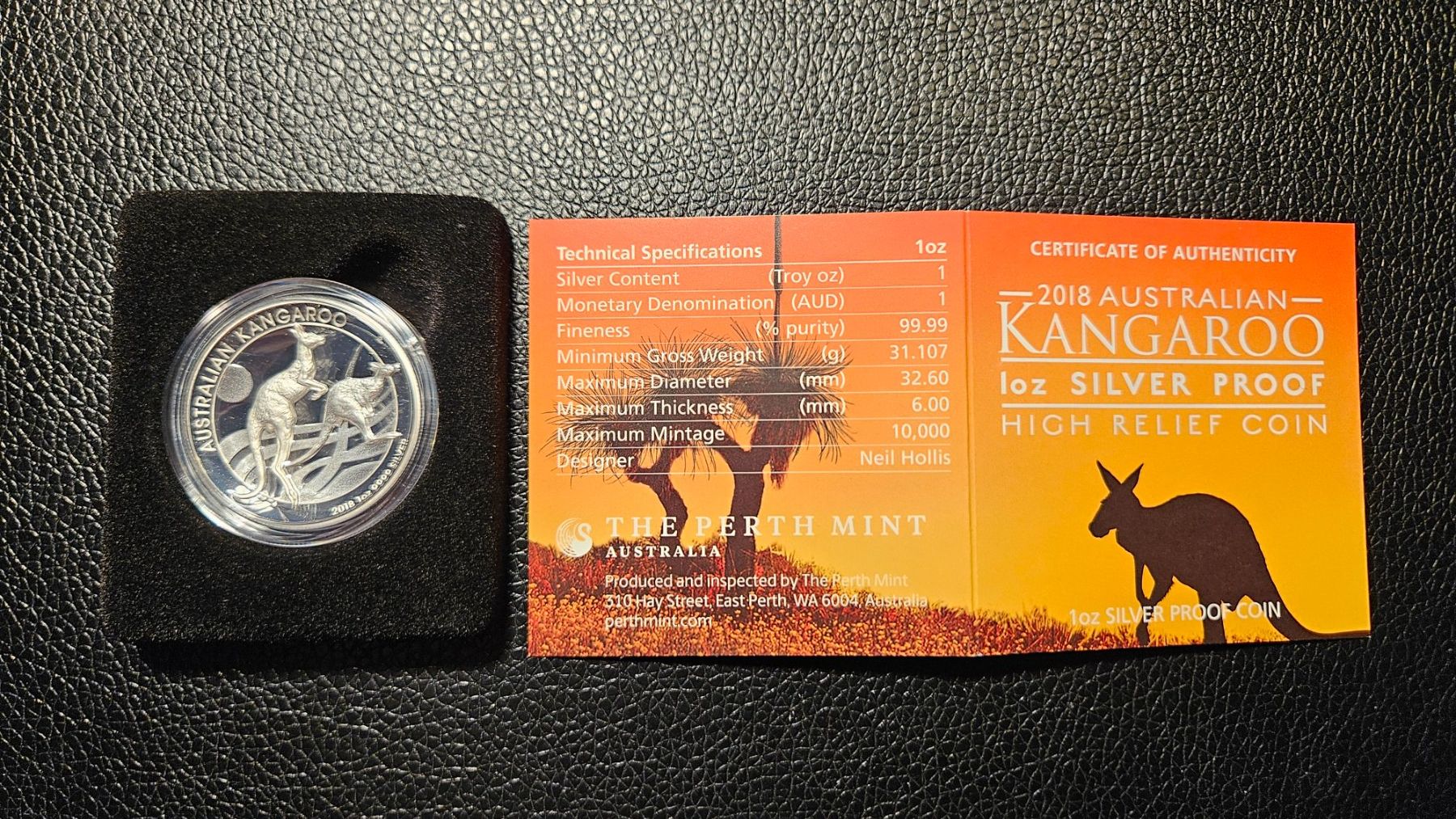 Tutti le monete: 2018 Australian Kangaroo 1oz Silver Proof High Relief Coin – Usato da Frick venduto da A-W 1