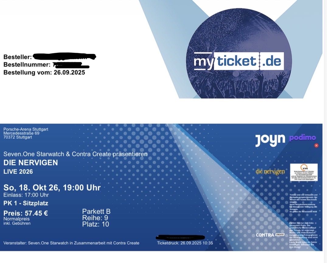 Biglietti: Show Ticket Die Nervigen – Nuovo e nell'imballaggio originale da Zürich venduto da uma_y5q8