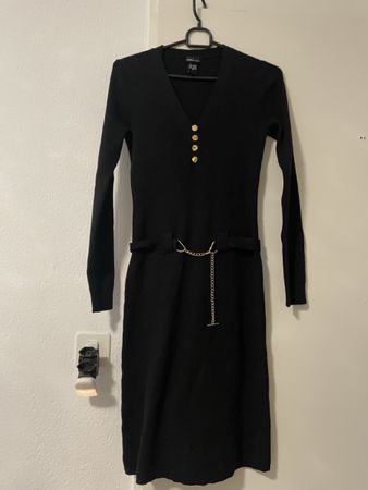 Elegantes Kleid, schwarz, Grösse 36, mit goldenen Details