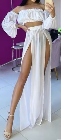 Weisses Sommer Zweiteiler Set - luftig & elegant