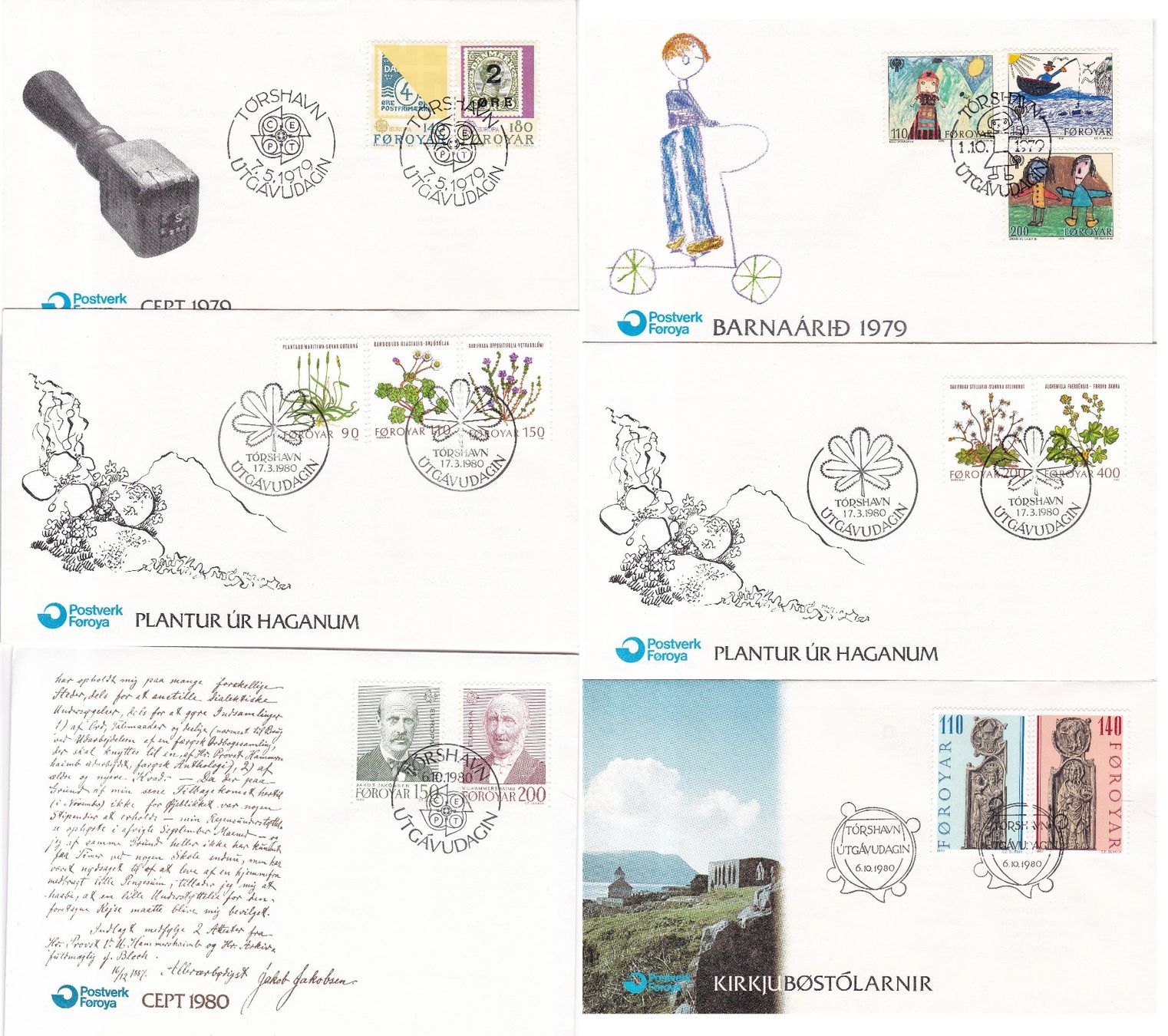 Tutti i francobolli: 56 Stk. FDCs, DK "Färöer, Grönland" ab 1969 – Usato da Münchwilen AG venduto da Nesar 5