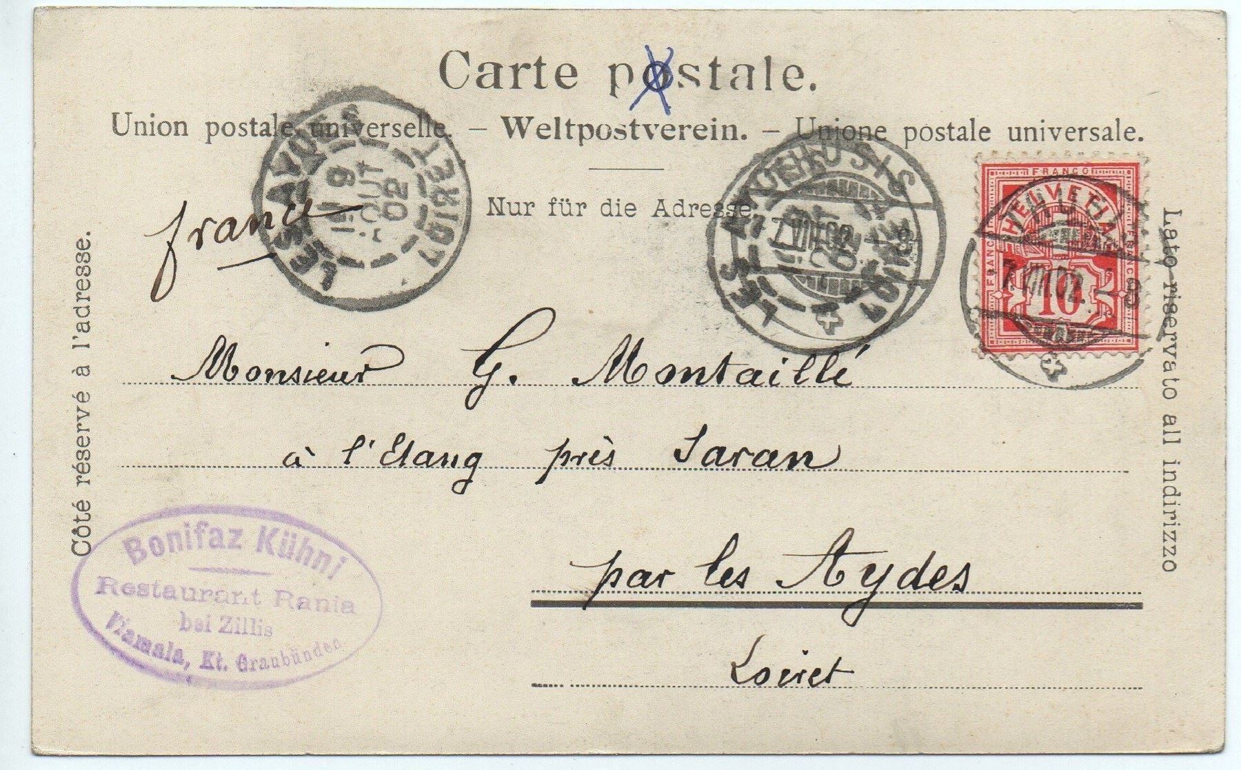Cartoline postali: THUSIS 1900, Viamalastrasse belebt – Usato da Jona venduto da philajona 1