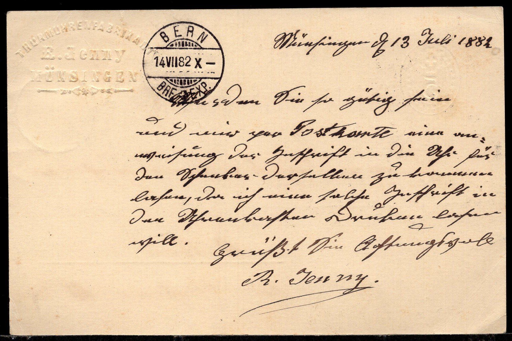 Tutti i francobolli: MÜNSINGEM 14.VI.82  Postkarte   Privater  EINDRUCK – Usato da Aarau venduto da kufi44 3
