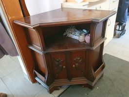 Meuble d'angle vintage en bois foncé