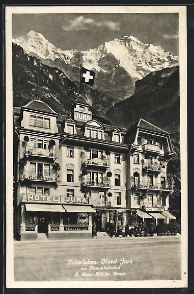 Cartoline postali: Interlaken, Hotel Jura v. E. Botz-Bühle – Usato da Berlin venduto da bartko-reher