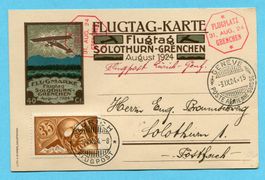 Flugtag-Karte Flugtag Solothurn-Grenchen 1924