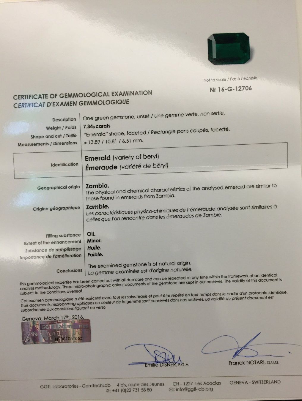 Pietre preziose: Natural Important Emerald Smaragd Gemstone 7.34 ct Certified – Nuovo (secondo la descrizione) da Morges venduto da 24time 2