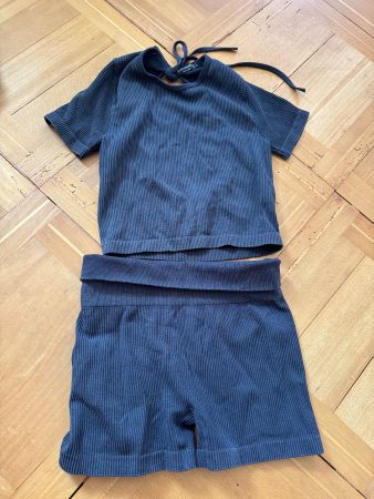 Sport Set von Stradivarius, Gerippt, Dunkelgrau S / M
