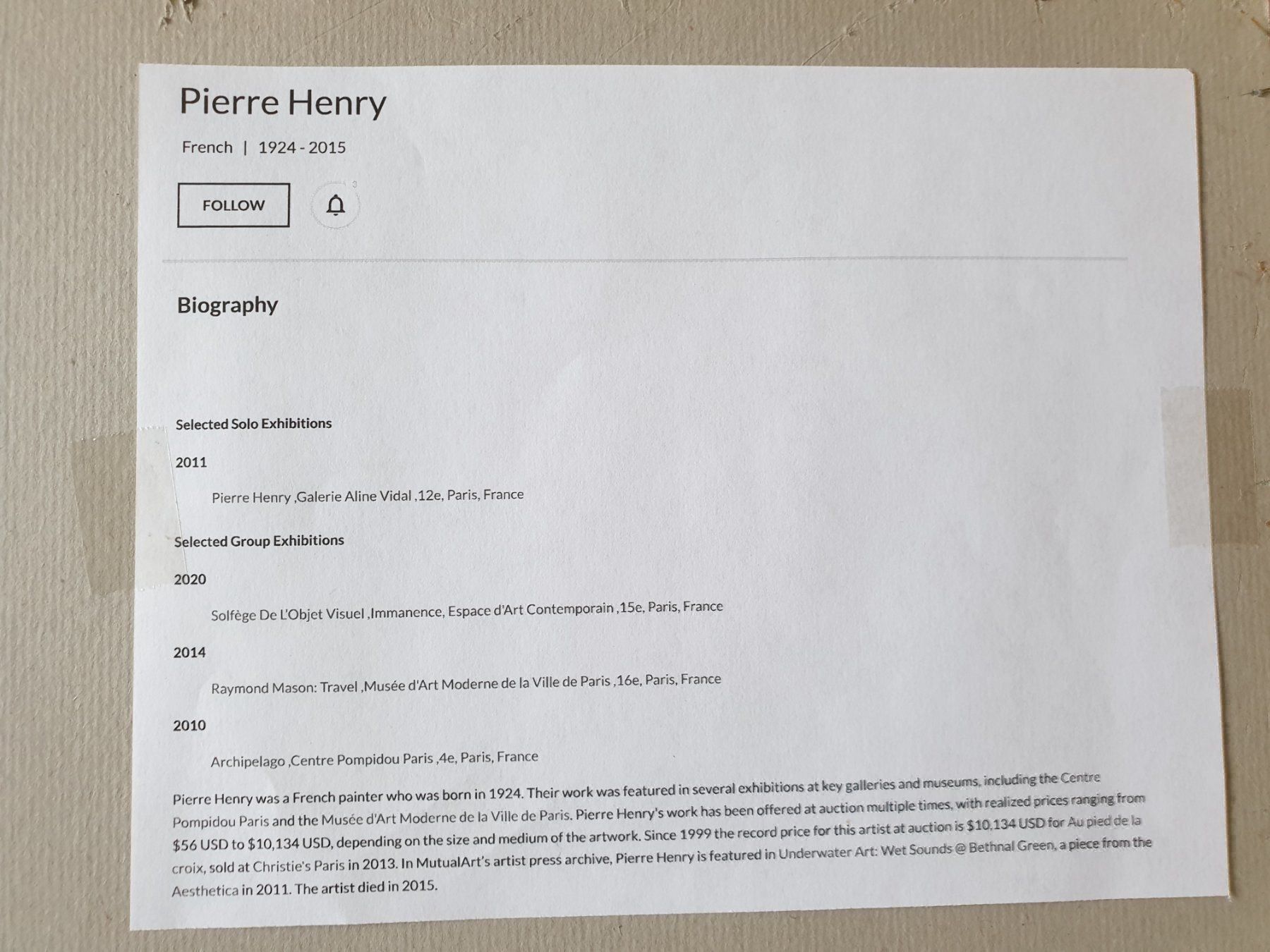 Gemälde: Mischtechnik/ Pierre Henry – Gebraucht aus Zürich von B-Rock 6